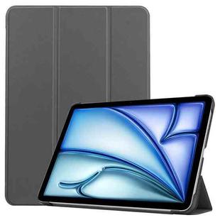 For iPad Air 13 2024 Custer Pure Color 3-Fold Holder Smart Leather Tablet Case(Grey)