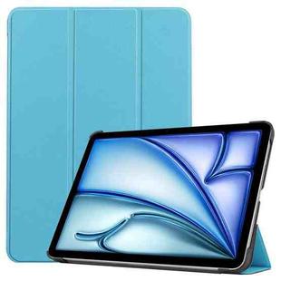 For iPad Air 11 2024 Custer Pure Color 3-Fold Holder Smart Leather Tablet Case(Sky Blue)