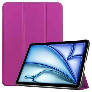 For iPad Air 11 2024 Custer Pure Color 3-Fold Holder Smart Leather Tablet Case(Purple)