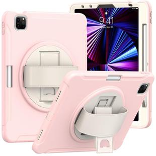 For iPad Pro 11 2024 Spider Wheel Silicone Hybrid PC Tablet Case(Cherry Blossoms Pink)