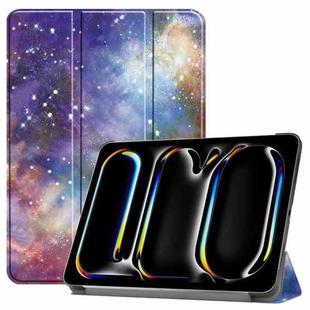 For iPad Pro 13 2024 Custer Painted 3-Fold Holder Smart Leather Tablet Case(Milky Way Nebula)