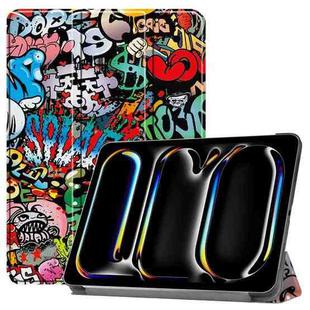 For iPad Pro 13 2024 Custer Painted 3-Fold Holder Smart Leather Tablet Case(Graffiti)