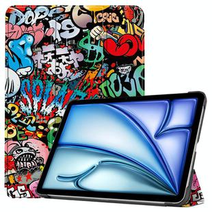 For iPad Air 13 2025 / 2024 Custer Painted 3-Fold Holder Smart Leather Tablet Case(Graffiti)