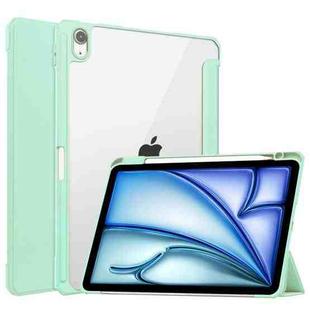 For iPad Air 11 2024 Pure Color 3-fold Clear TPU Smart Leather Tablet Case(Mint Green)