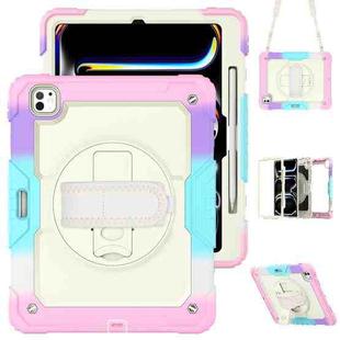 For iPad Pro 13 2024 Silicone + PC Tablet Protective Case(Rainbow Pink)