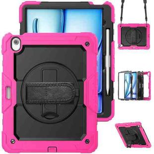 For iPad Air 13 2024 Silicone + PC Tablet Protective Case(Black+Rose Red)