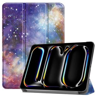 For iPad Pro 11 2024 Custer Painted 3-Fold Holder Smart Leather Tablet Case(Milky Way Nebula)