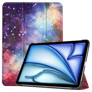 For iPad Air 11 2024 Custer Painted 3-Fold Holder Smart Leather Tablet Case(Milky Way Nebula)