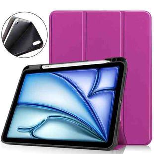 For iPad Air 11 2024 Custer TPU Pure Color 3-Fold Holder Smart Leather Tablet Case(Purple)