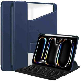 For iPad Pro 11 2024 Transparent Rotation Smart Leather Tablet Case with Keyboard(Dark Blue)