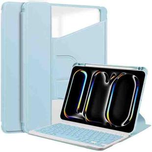 For iPad Pro 13 2024 Transparent Rotation Smart Leather Tablet Case with Keyboard(Sky Blue)