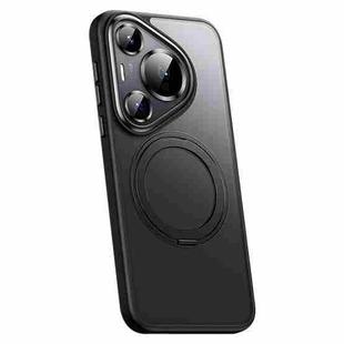For Huawei Pura 70 Pro Frosted 360 Rotating Holder Magnetic Full Coverage Shockproof Phone Case(Black)