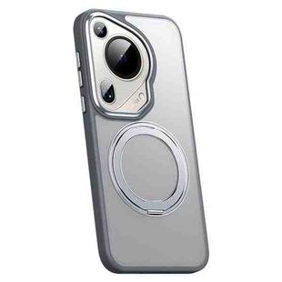 For Huawei Pura 70 Ultra Frosted 360 Rotating Holder Magnetic Full Coverage Shockproof Phone Case(Grey)