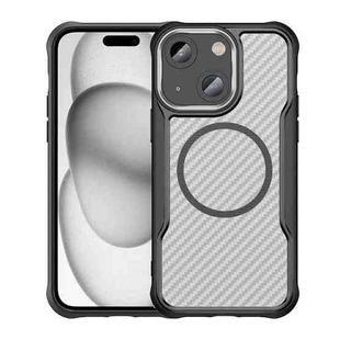 For iPhone 15 Carbon Fiber Texture MagSafe Translucent Phone Case(Black)