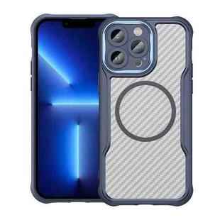 For iPhone 13 Pro Carbon Fiber Texture MagSafe Translucent Phone Case(Blue)