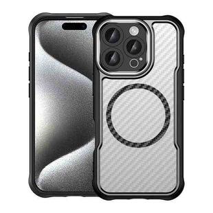 For iPhone 16 Pro Carbon Fiber Texture MagSafe Translucent Phone Case(Black)