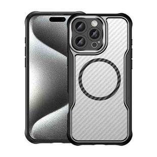 For iPhone 16 Pro Max Carbon Fiber Texture MagSafe Translucent Phone Case(Black)