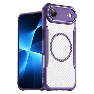 For  iPhone 17 Air Carbon Fiber Texture MagSafe Translucent Phone Case(Purple)