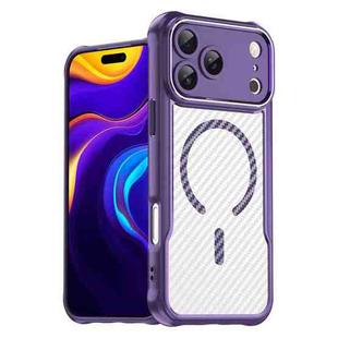 For iPhone 17 Pro Max Carbon Fiber Texture MagSafe Translucent Phone Case(Purple)