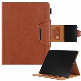 For iPad Pro 13 2024 Solid Color Metal Buckle Leather Smart Tablet Case(Brown)