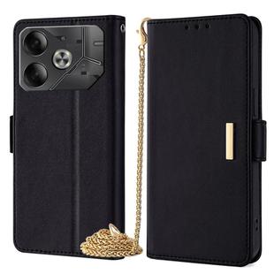 For Tecno Pova 6 5G Crossbody Chain Leather Phone Case(Black)