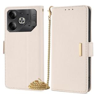 For Tecno Pova 6 5G Crossbody Chain Leather Phone Case(White)