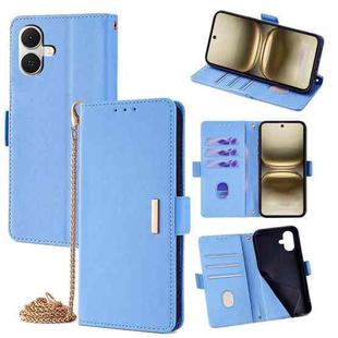 For Tecno Pop 10 4G Crossbody Chain Leather Phone Case(Blue)