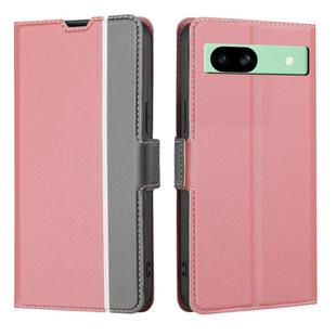 For Google Pixel 8a Twill Texture Side Button Leather Phone Case(Pink)