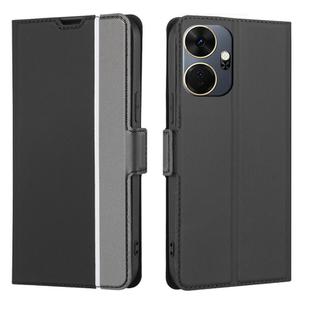 For Itel P55+ 4G Twill Texture Side Button Leather Phone Case(Black)