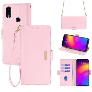 For Meizu Note 9 Crossbody Chain Leather Phone Case(Pink)