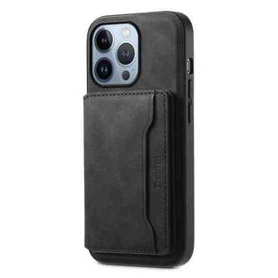 For iPhone 13 Pro Denior D13 Retro Texture Leather MagSafe Card Bag Phone Case(Black)