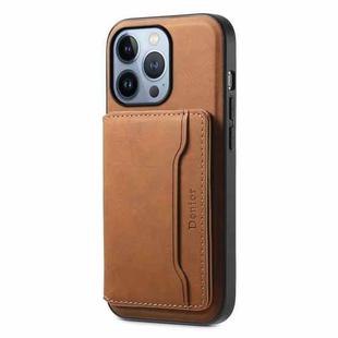 For iPhone 13 Pro Denior D13 Retro Texture Leather MagSafe Card Bag Phone Case(Brown)