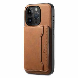 For iPhone 14 Pro Denior D13 Retro Texture Leather MagSafe Card Bag Phone Case(Brown)