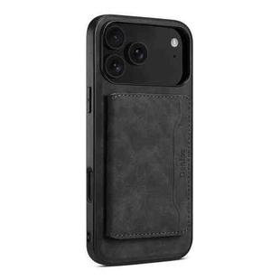 For iPhone 17 Pro Max Denior D13 Retro Texture Leather MagSafe Card Bag Phone Case(Black)