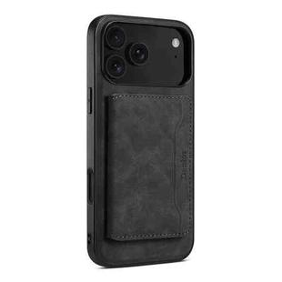 For iPhone 17 Pro Denior D13 Retro Texture Leather MagSafe Card Bag Phone Case(Black)
