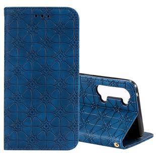 For Oppo Reno3 / Find X2 Lite Lucky Flowers Embossing Pattern Magnetic Horizontal Flip Leather Case with Holder & Card Slots(Blue)