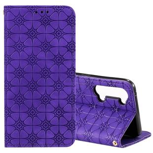 For Oppo Reno3 / Find X2 Lite Lucky Flowers Embossing Pattern Magnetic Horizontal Flip Leather Case with Holder & Card Slots(Purple)