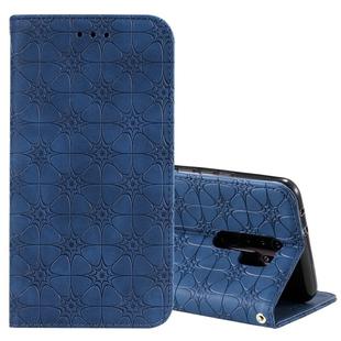 For Xiaomi Redmi 9 Lucky Flowers Embossing Pattern Magnetic Horizontal Flip Leather Case with Holder & Card Slots(Blue)