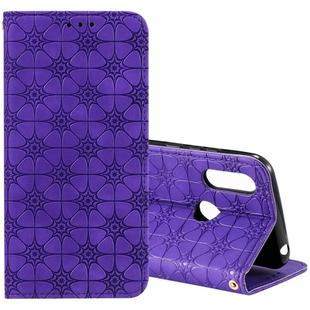 For Motorola Moto E6s Lucky Flowers Embossing Pattern Magnetic Horizontal Flip Leather Case with Holder & Card Slots(Purple)