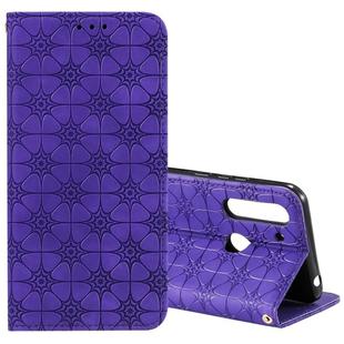 For Motorola Moto G8 Power Lite Lucky Flowers Embossing Pattern Magnetic Horizontal Flip Leather Case with Holder & Card Slots(Purple)