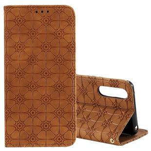 For Sony Xperia 10 II Lucky Flowers Embossing Pattern Magnetic Horizontal Flip Leather Case with Holder & Card Slots(Brown)