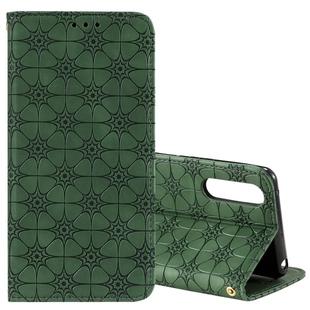 For Sony Xperia 10 II Lucky Flowers Embossing Pattern Magnetic Horizontal Flip Leather Case with Holder & Card Slots(Green)