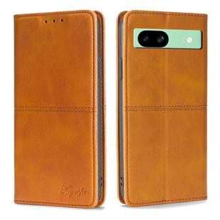 For Google Pixel 8a Cow Texture Magnetic Leather Phone Case(Light Brown)