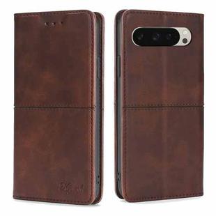 For Google Pixel 9 Cow Texture Magnetic Leather Phone Case(Dark Brown)