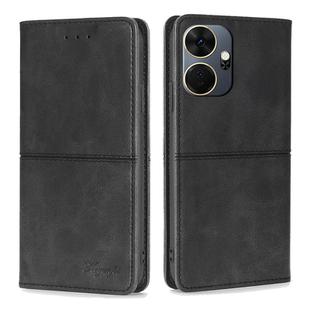 For Itel P55+ 4G Cow Texture Magnetic Leather Phone Case(Black)