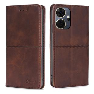 For Itel P55+ 4G Cow Texture Magnetic Leather Phone Case(Dark Brown)