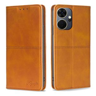 For Itel P55+ 4G Cow Texture Magnetic Leather Phone Case(Light Brown)