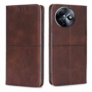 For Itel S24 4G Cow Texture Magnetic Leather Phone Case(Dark Brown)