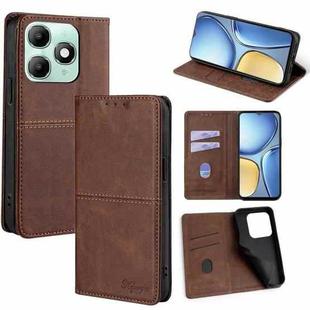 For itel A90 4G Cow Texture Magnetic Leather Phone Case(Dark Brown)