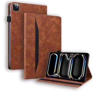 For iPad Pro 11 2024 Splicing Shockproof Leather Tablet Case(Brown)